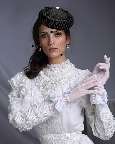 Black Veiled Fascinator Hats - Vintage Retro Women's Headwear