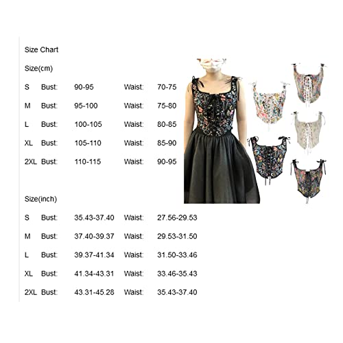 Black Floral Retro Camisole with Drawstring Tie-Up (X-Large)