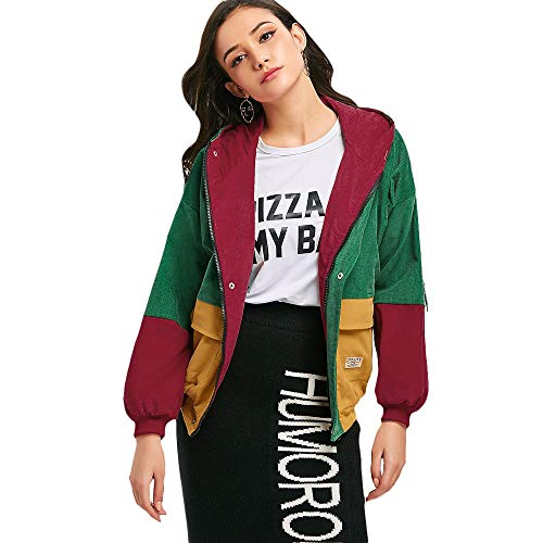 ZAFUL Women's Vintage Corduroy Hooded Jacket - Green S