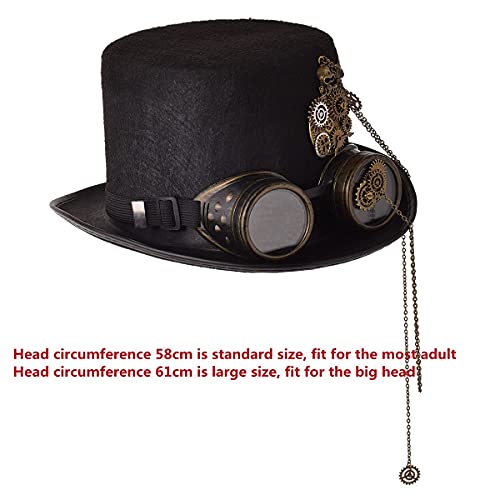 Gothic Steampunk Top Hat with Goggle Vintage Halloween