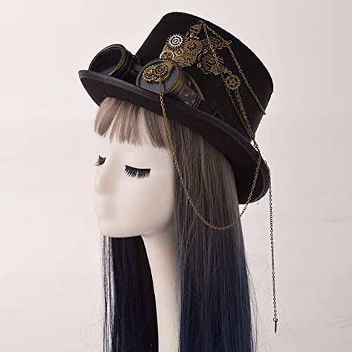 Gothic Steampunk Top Hat with Goggle Vintage Halloween