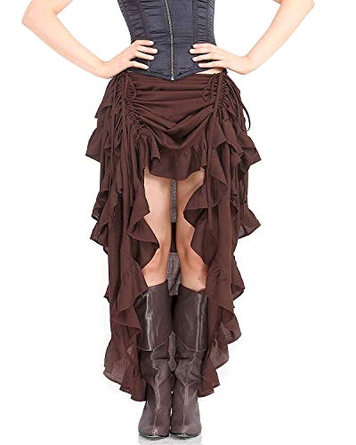 Victorian Steampunk High-Low Show Girl Skirt - Chocolate