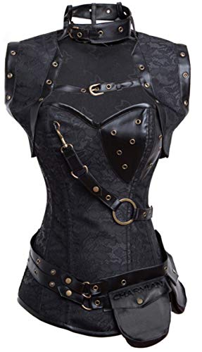 Retro Goth Spiral Steel Boned Steampunk Corset Set