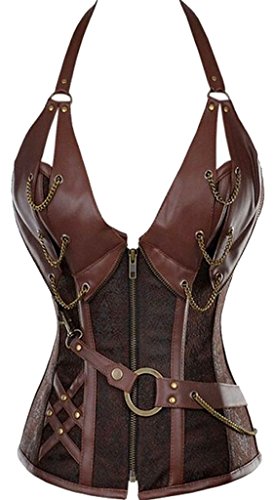 Vintage Goth Steampunk Corset - Coffee - 2XL