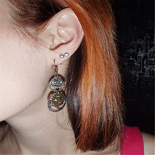 Vintage Steampunk Gear Pendant Dangle Earrings for Women