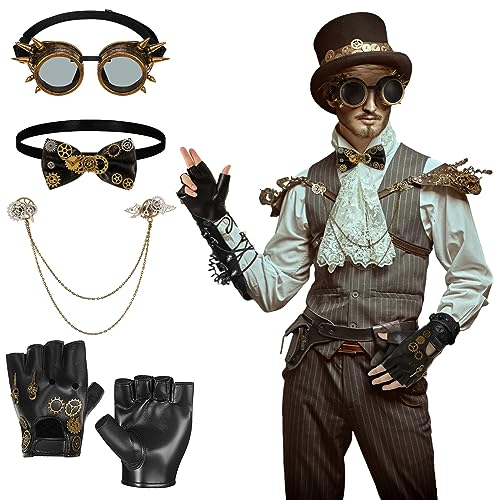 4-Piece Halloween Steampunk Accessories Set for Men
