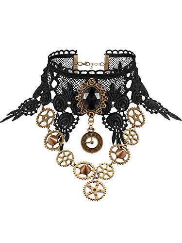 Steampunk Accessories Set for Women: Necklace, Choker, Bracelet