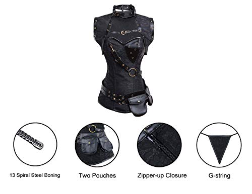 Retro Goth Spiral Steel Boned Steampunk Corset Set