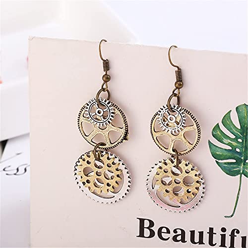 Vintage Steampunk Gear Pendant Dangle Earrings for Women