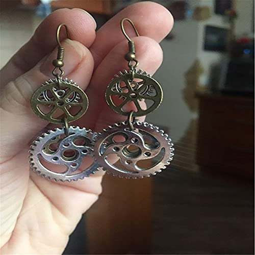 Vintage Steampunk Gear Pendant Dangle Earrings for Women
