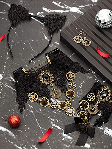 Steampunk Accessories Set for Women: Necklace, Choker, Bracelet