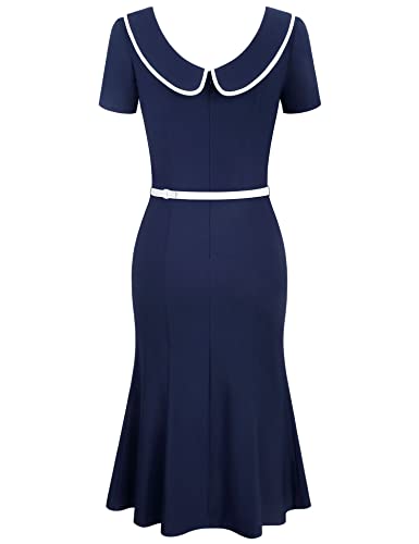 MUXXN Petite Navy Blue Fishtail Hem Formal Dress