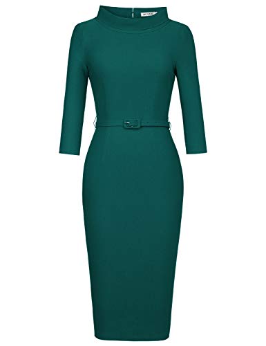 MUXXN 30s Retro Half Sleeve Knee Length Dress