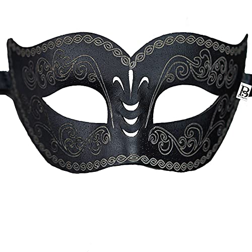 Black Leather Masquerade Mask for Men - Halloween, Cosplay