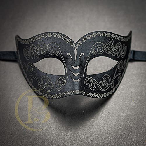 Black Leather Masquerade Mask for Men - Halloween, Cosplay