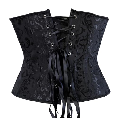 Black Lace-Up Underbust Corset Steampunk Waist Cincher Size Small