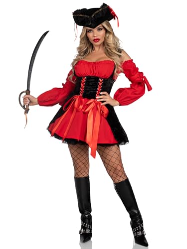 Vixen Pirate Wench Set: Sexy Halloween Costume (Black/Red)