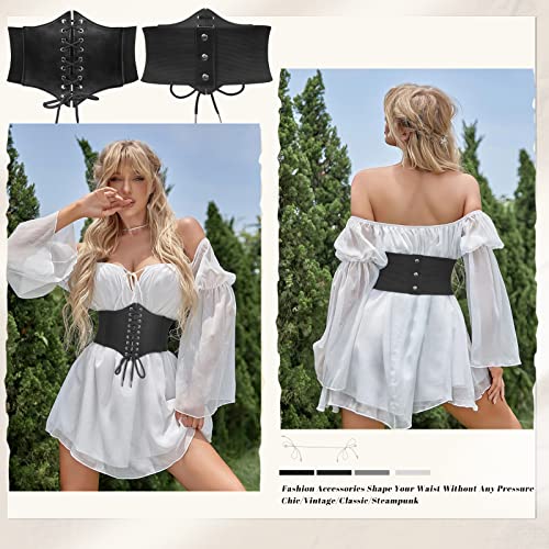Black Lace-up Waspie Corset Belt for Women