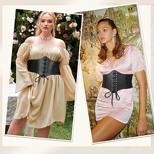 Vintage Lace-up Waspie Corset Belt for Women, Black