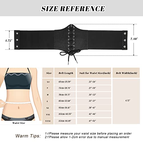 Vintage Lace-up Waspie Corset Belt for Women, Black