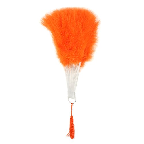 Orange Marabou Feather Vintage Hand Fan Burlesque Showgirl