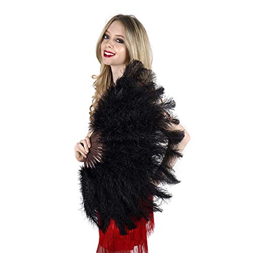 Vintage Ostrich Feather Hand Fan - Burlesque Showgirl