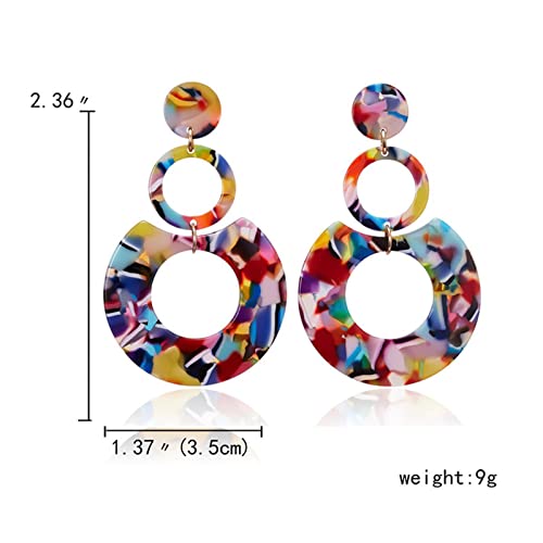 Retro Geometric Acrylic Earrings for Women - Colorful