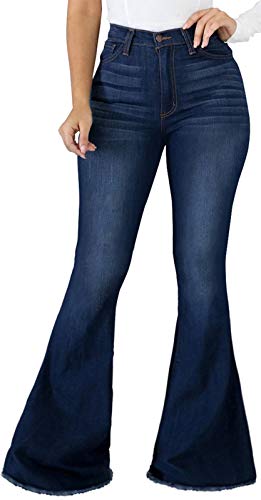 Stretchy High Waist Destroyed Denim Bell Bottoms