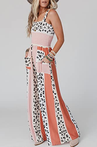Leopard Color Block Women's High Waist Jumpsuit