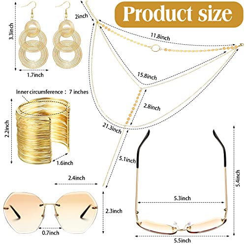 70s Disco Set - Sunglasses, Bracelets, Necklace, Earrings