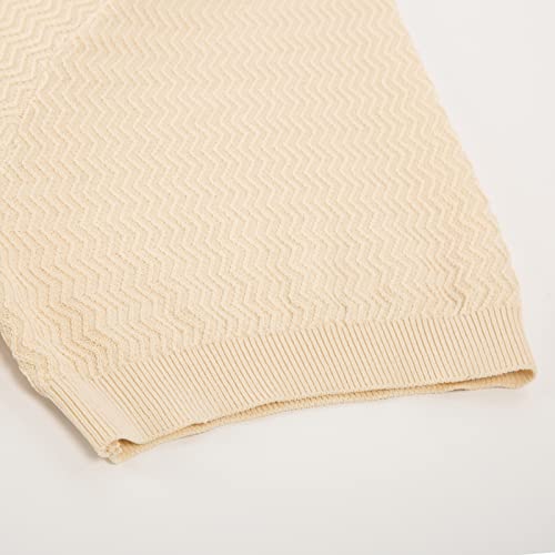 Retro Striped Polo Shirts: Beige L