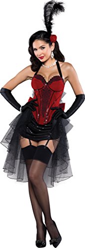 InCharacter Women's Burlesque Bombshell Dress, Black/Burgundy, XL