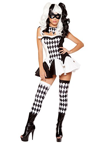 Deluxe Harlequin Burlesque Black White Sexy Clown Costume