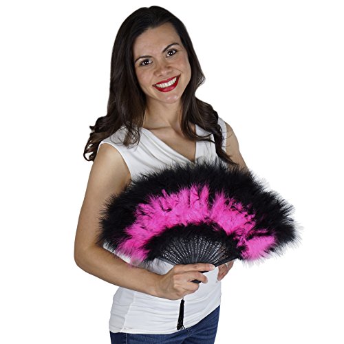 Small Marabou Feather Fan - Vintage Costume Burlesque Fan