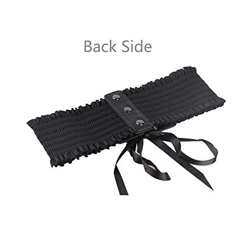 Boho Lace Wide Waist Belt - Black