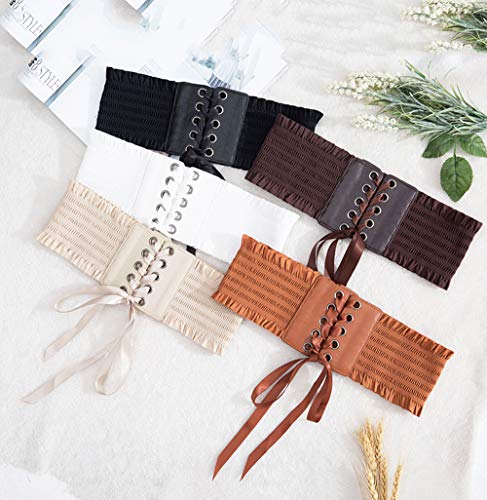 Boho Lace Wide Waist Belt - Black