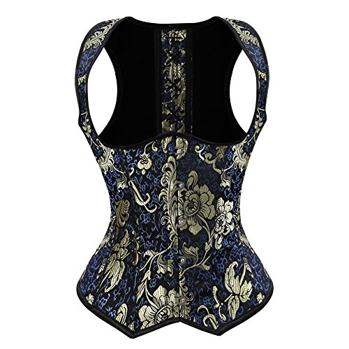 Blue Lace Up Underbust Corset Bustier Vest Top