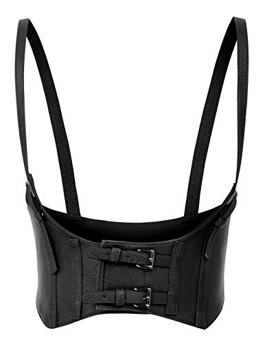 XL Black Faux Leather Steampunk Waist Cincher Corset