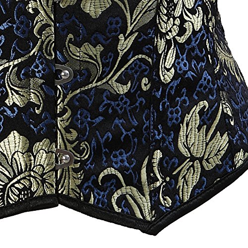 Blue Lace Up Underbust Corset Bustier Vest Top