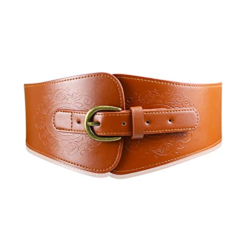 Vintage Brown Leather Corset Belt for Women