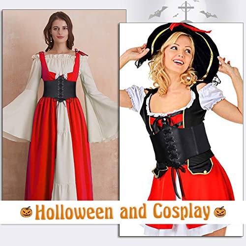 Black Lace-up Elastic Waspie Corset Costume Belt for Women