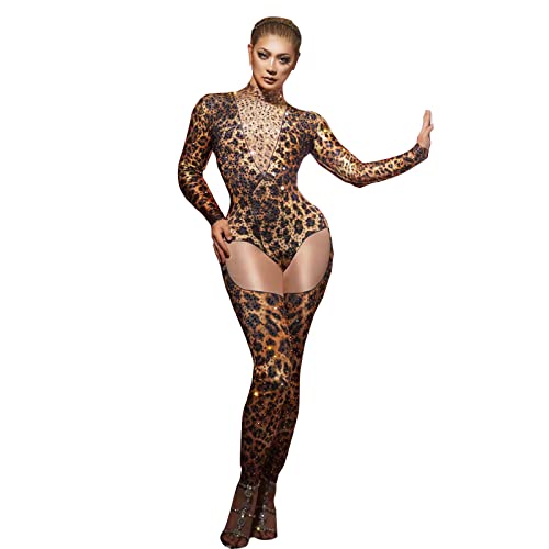 Rhinestone Jumpsuit Vintage Burlesque Leotard Retro Dress