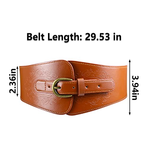 Vintage Brown Leather Corset Belt for Women