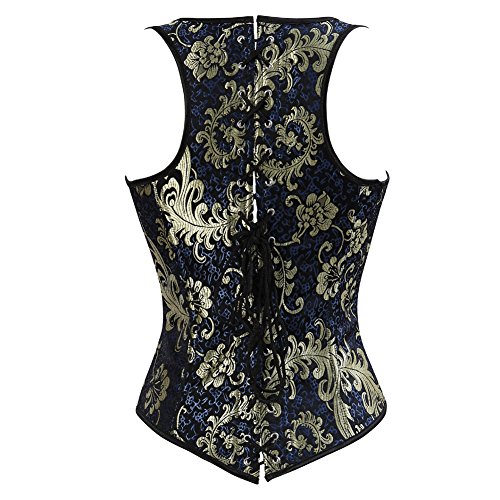 Blue Lace Up Underbust Corset Bustier Vest Top