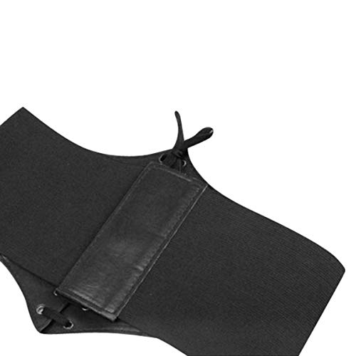 Elastic Wide Band Black Leather Waspie Corset Belt