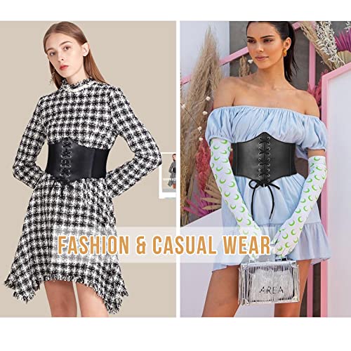 Black Lace-up Elastic Waspie Corset Costume Belt for Women