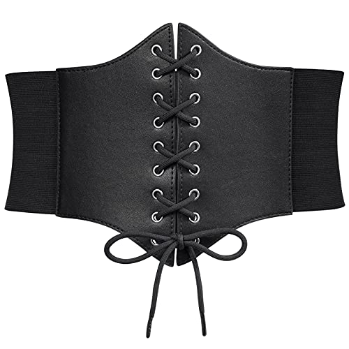 Vintage Lace-up Women's Corset Waist Belt, Black