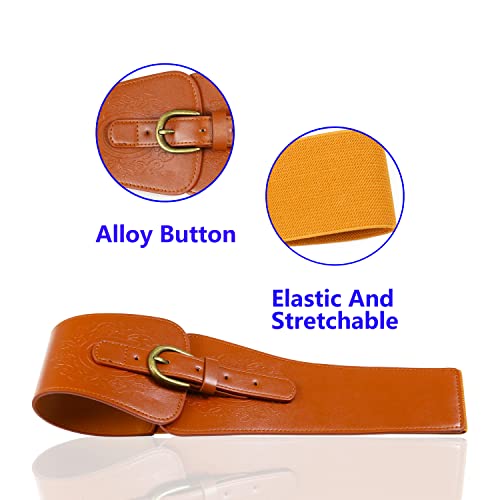 Vintage Brown Leather Corset Belt for Women