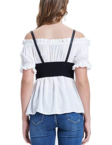XL Black Faux Leather Steampunk Waist Cincher Corset