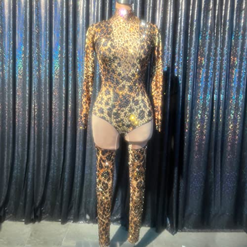 Rhinestone Jumpsuit Vintage Burlesque Leotard Retro Dress